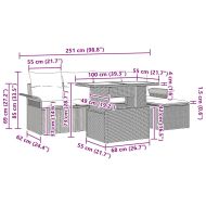 Градински Софа Комплект с възглавница 6 pcs Бежово полиратан