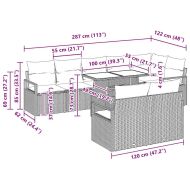 Градински Софа Комплект 9 pcs Кафяво и кремаво полиратан