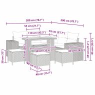Градински Софа Комплект с възглавница 9 pcs Сив полиратан