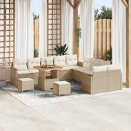 Градински Софа Комплект с възглавница 13 pcs Бежово полиратан
