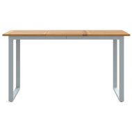 Градинска маса Сив 140 x 80 x 75 cm Солидно акациево дърво