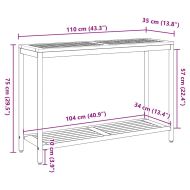 Маса за открито със съхранение Естествен и сив 110 x 35 x 75 cm