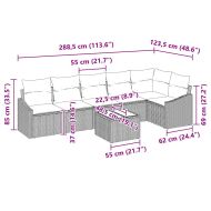 Градински Софа Комплект 7 pcs Светлосиво полиратан