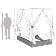 Двойно шезлонг С завеси Черно 205 x 129 x 200 см полиратан