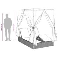 Двойно шезлонг С завеси Черно 205 x 129 x 200 см полиратан