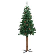 Тясно коледно дърво Зелен 150 cm ПВЦ и масивно борово дърво