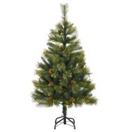 Изкуствена коледна елха с хингед и шишарки Зелен 150 cm