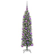 Изкуствено Тънко Коледно Дърво Зелен и бял 120 cm