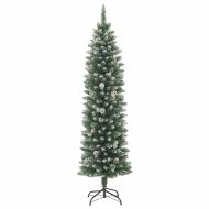 Изкуствено Тънко Коледно Дърво Зелен и бял 120 cm