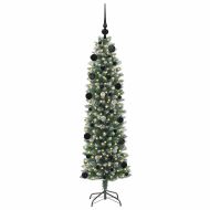 Изкуствено Тънко Коледно Дърво Зелен и бял 150 cm
