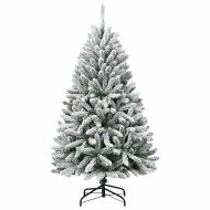 Изкуствено коледно дърво с хингед Зелен и бял 120 cm