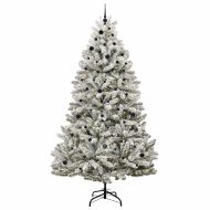 С изкуствено коледно дърво Зелен и бял 270 cm PVC и метал