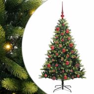 Изкуствен коледен дърво с панти 150 LEDs Зелен 150 cm PVC и PE
