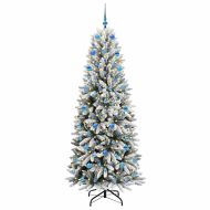 С изкуствено коледно дърво с 300 LED светодиода Бяло 210 cm
