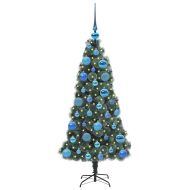 Изкуствена подсветена коледна елха с комплект топки 120 cm PET