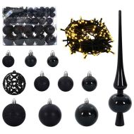 Изкуствено предавано коледно дърво с комплект топки 210 cm PET