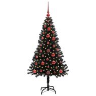 Коледно дърво с 150 LED светодиода с поставка Черно 120 cm ПВЦ
