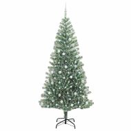Изкуствена коледна елха със сняг и LED светлина 240 cm