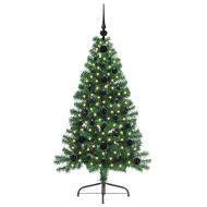 Изкуствена коледна елха с подсветка Зелен 120 cm ПВЦ
