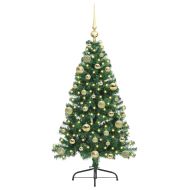 Изкуствена коледна елха с подсветка Зелен 120 cm ПВЦ