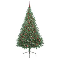 Изкуствена коледна елха с подсветка Зелен 210 cm ПВЦ