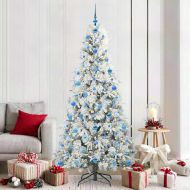 Изкуствено коледно дърво с хингед Бяло 210 cm PE и PVC