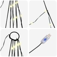 LED коледна елха с колчета за земя Топло бяло 182 см Метал