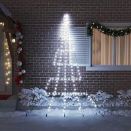 LED коледна елха с колчета за земя Хладно бяло 306 см Метал