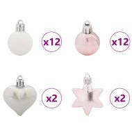 Комплект коледни топки 40 pcs Бяло и розово Пластмаса