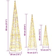 Коледно дърво 3 pcs Топло бяло 20 х 20 х 80 см PET