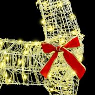 Дядо Коледа, който дърпа шейна Топло бяло 70 х 26 х 130 см