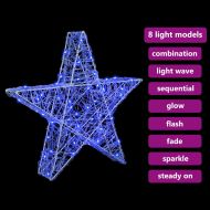 3D звезда с 50 LED светодиода Синьо 55 x 53.5 x 10 см Акрил