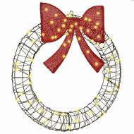 Венец с 60 LED светодиода Топло бяло 75 x 75 x 8 см Ратан