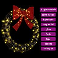 Венец с 80 LED светодиода Топло бяло 90 x 90 x 9 см Ратан