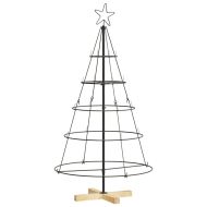 Коледно дърво с конус с поставка Черно 126 cm Стомана