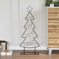 Метално коледно дърво с поставка Черно 90,5 cm Стомана