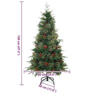 Изкуствено коледно дърво с хингед с поставка Зелен 120 cm