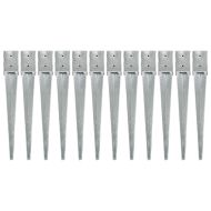 Заземителни колове 12 бр сребро 10x10x76 см поцинкована стомана