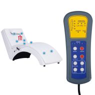 Масажираща кушетка с възглавница, бяла, изкуствена кожа