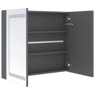 LED шкаф с огледало за баня, сив, 80x12x68 см