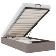 Османска рамка за легло без матрак, таупе, 90x190 см, плат