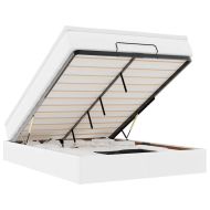 Османско легло с матрак Бяло 140x190cm изкуствена кожа