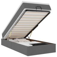 Османска легло с матрак, тъмносиво, 90x190 см, плат