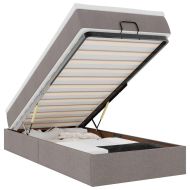 Османска легло с матрак, таупе, 90x200 см, плат