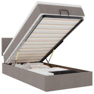 Османска легло с матрак, таупе, 90x200 см, плат