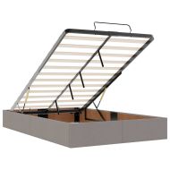 Османска легло с матрак, таупе, 120x200 см, плат