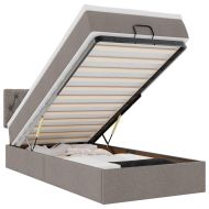 Османска легло с матрак, таупе, 90x200 см, плат