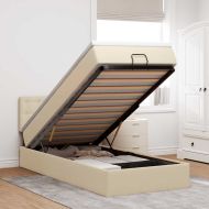 Османска легло с матрак, кремаво, 80x200 см, плат