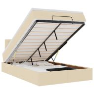 Османска легло с матрак, кремаво, 120x200 см, плат