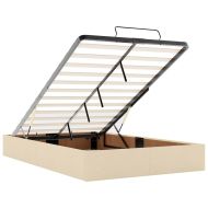 Османска легло с матрак, кремаво, 120x200 см, плат